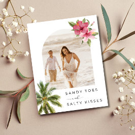 サンディ足指ビーチ結婚式写真Save the Date 案内ポストカード