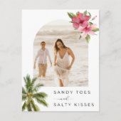 サンディ足指ビーチ結婚式写真Save the Date 案内ポストカード (正面)