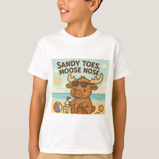 サンディ足指、ムース鼻 – かわいい夏の子供のTシャツ Tシャツ
