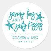 サンディ足指、塩辛いキスの宛先の結婚式の好意 ラウンドシール (正面)