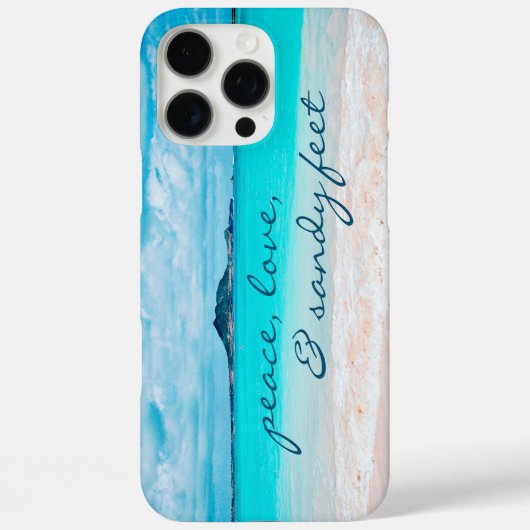 "サンディ足"引用文ブルー海&サンディビーチ写真 Case-Mate iPhoneケース (裏面)