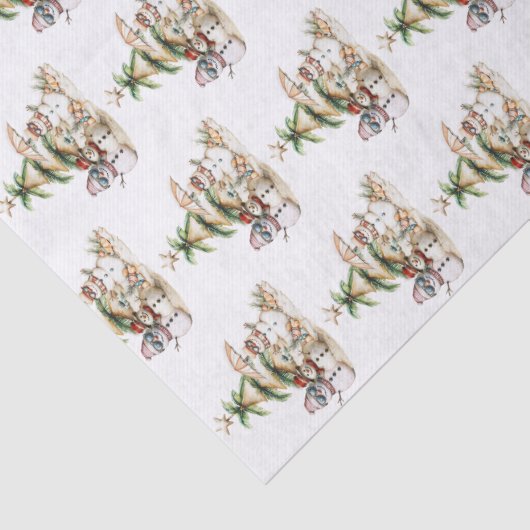 サンディ雪だるまクリスマスギャザリングパターン 薄葉紙 (詳細)
