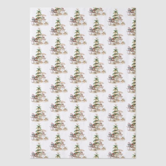 サンディ雪だるまクリスマスギャザリングパターン 薄葉紙 (正面)