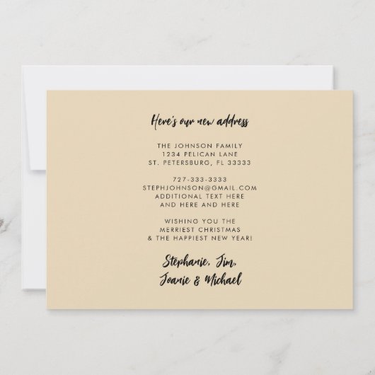 サンディ雪だるまビーチシーン新しいアドレス 案内状 (裏面)