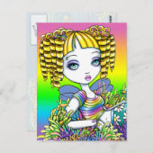 「サンディ」かわいいレインボーマーメイド妖精アートはがき ポストカード (正面/裏面)