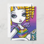 「サンディ」かわいい虹の妖精のアートハガキ ポストカード (正面/裏面)