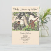 サンディ・クロスによる郵送のモンキージャングル男女兼用ベビーシャワー 招待状 (スタンド正面)