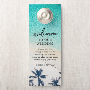 サンディ&サルティビーチIパームツリーズ結婚I's Welcome ドアノブサイン
