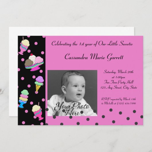 サンデショップ/フォト誕生日 招待状 (正面/裏面)