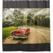 サンデーサウンター男らしレッドカー シャワーカーテン (正面)