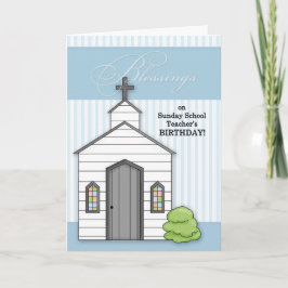 サンデースクール先生の誕生日チャペルブルー カード