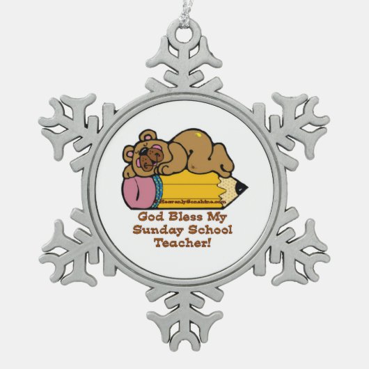 サンデースクール先生 スノーフレークピューターオーナメント (正面)