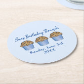 サンデーブレックファーストブランチパーティーブルーベリーマフィン ラウンドペーパーコースター (アングル)