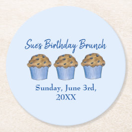 サンデーブレックファーストブランチパーティーブルーベリーマフィン ラウンドペーパーコースター
