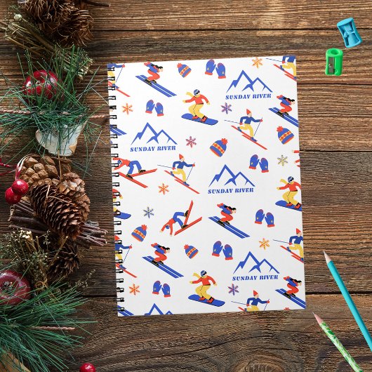サンデーリバーメインスキースノーボードパターン ノートブック