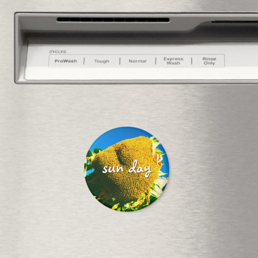 サンデー引用文スクリプトイエローサンフラワー写真 マグネット (インサイチュ (食洗機))