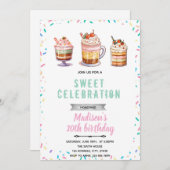 サンデー誕生日パーティーへの招待 招待状 (正面/裏面)