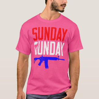 サンデー銃の赤動揺して白・青 Tシャツ
