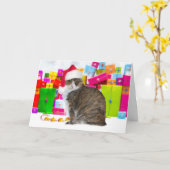 サンデー・ザ・クリスマス・キャット カード (黄色い花)