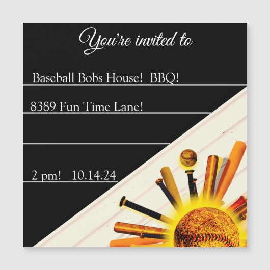 サンデー・バッターアップ！ マグネット招待状 (正面)