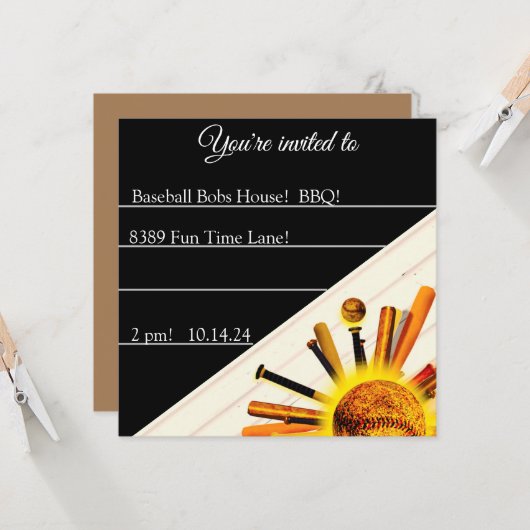 サンデー・バッターアップ！ 招待状 (正面/裏面インサイチュ)