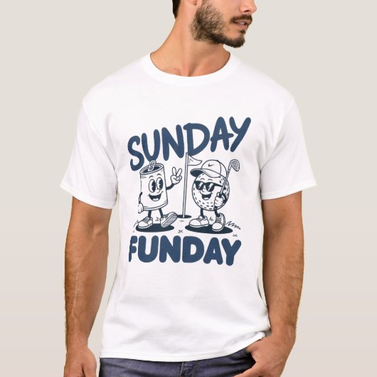 サンデー ファンデイ ゴルフ おもしろ ゴルファー レトロ Tシャツ (正面)