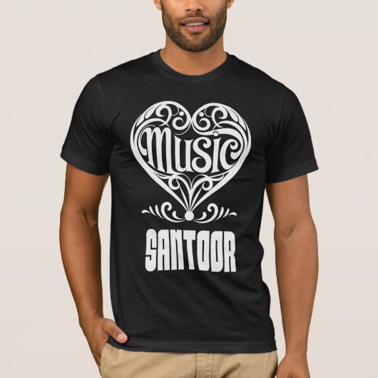 サントゥール愛好家のための優雅なスクロールハート Tシャツ (正面)
