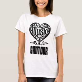 サントゥール愛好家のための優雅なスクロールハート Tシャツ