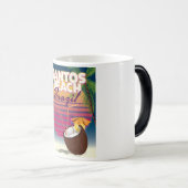 サントスビーチブラジルヴィンテージ旅行ポスター モーフィングマグカップ (正面右)