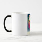 サントスビーチブラジルヴィンテージ旅行ポスター モーフィングマグカップ (左)