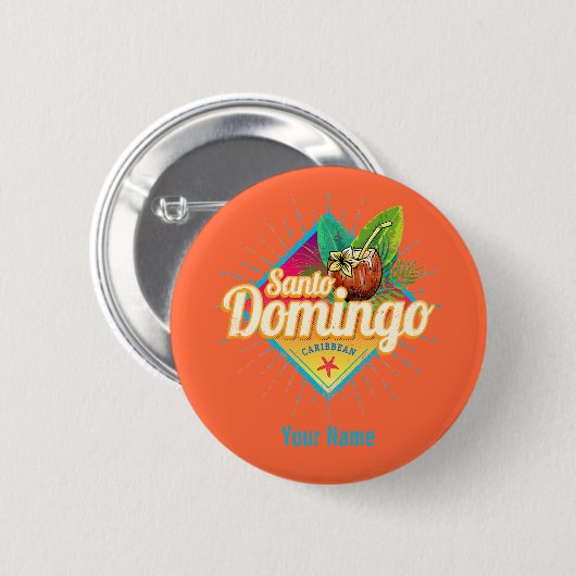 サントドミンゴカリブのドミニカ共和国レトロ 缶バッジ (正面&裏面)