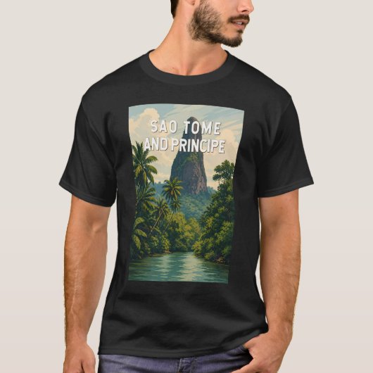 サントメプリンシペ島 イラスト 旅行 アート Tシャツ (正面)