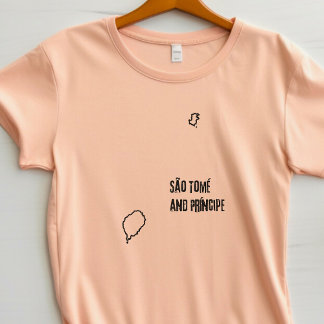 サントメ・プリンシペ国地図ラインランド縁ど Tシャツ