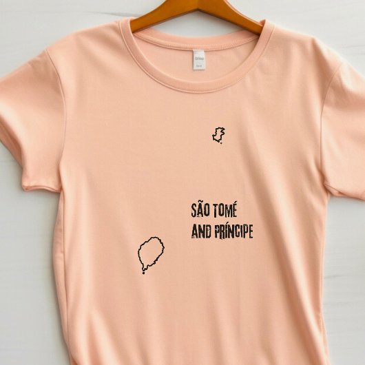 サントメ・プリンシペ国地図ラインランド縁ど Tシャツ