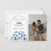 サントリニ結婚ギリシャ写真 サンキューカード (正面)