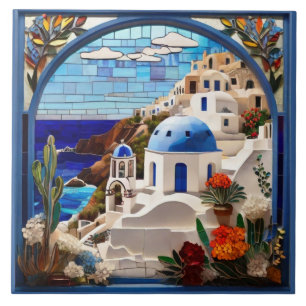 サントリフェイクニステンドグラスArch,ギリシャ,ギリシャ タイル