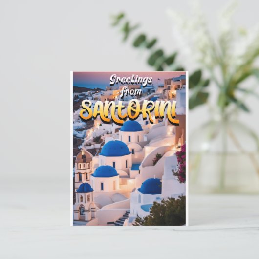 サントリーニからの挨拶 ポストカード (スタンド正面)