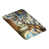 サントリーニのオープンエアーコーヒーショップ マグネット (右側)