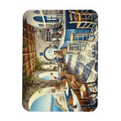 サントリーニのオープンエアーコーヒーショップ マグネット (縦)