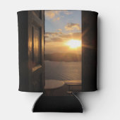 サントリーニの夕日が入り口から 缶クーラー (裏面)