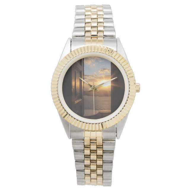 サントリーニの夕日が入り口から 腕時計 (正面)