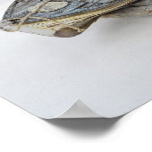 サントリーニの家の屋根の古いボート ポスター (角)