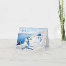 サントリーニの少女　水彩画　カード　ありがとう サンキューカード