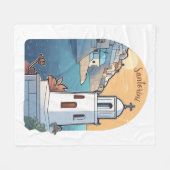 サントリーニの探索，ギリシャ フリースブランケット (正面(横))