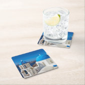 サントリーニの教会 スクエアペーパーコースター (インサイチュ)