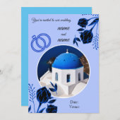 サントリーニの結婚式の招待 招待状 (正面/裏面)