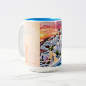 サントリーニの美しい夕日 ツートーンマグカップ (正面左)