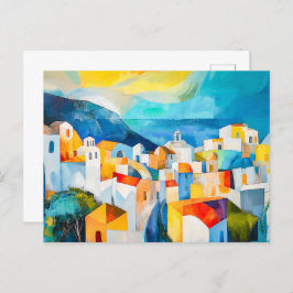 サントリーニはっきりした夕日 シーズンポストカード