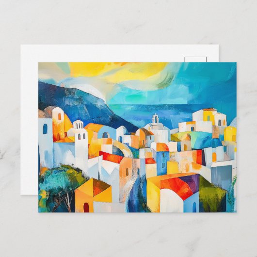 サントリーニはっきりした夕日 シーズンポストカード (正面/裏面)