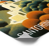 サントリーニアイランドオイル塗装ギリシャ旅行 |アート ポスター (角)